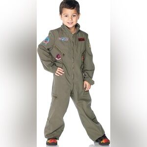 NWT TopGun Olive Green Pilot-Style Flight Jumpsuit with Patches
